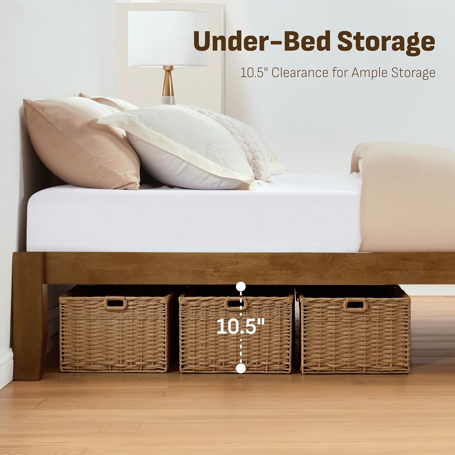Softa Mikor Queen Japanese Joinery Bed Frame, Solid Rubberwood Platform Bed, 1500 Lbs Heavy Duty Slats Support, SGS Certified, 15Min No-Tool Setup, Under-Bed Storage, No Box Spring Needed, Noise-Free