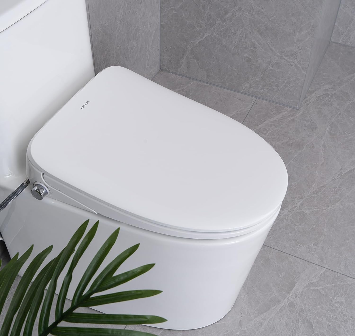 AQUATIZ Elongated Smart Toilet Bidet, Electric Toilet Seat with Self-Cleaning Nozzle, Adjustable Warm Water, Deodorizer, Air Dryer, LED Night light (Remote Control)