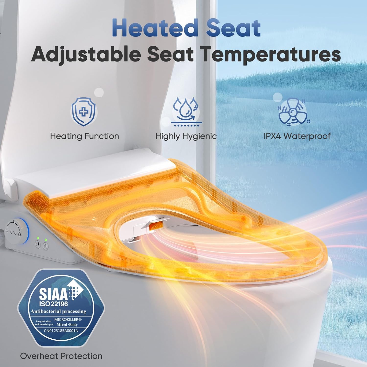 FVZ Bidet Toilet Seat Elongated White Electric Heated Toilet Seat with Endless Warm Water, Warm Dryer, Self-Clean Stainless Steel Nozzle, Rear & Child Wash, Remote Control, Adjustable Water Pressure