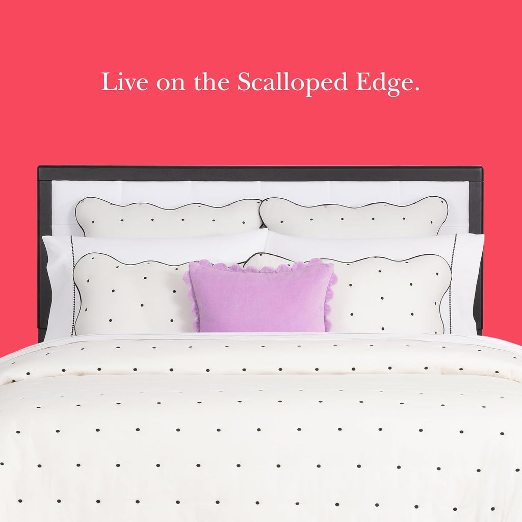 kate spade new york Scalloped Edge 2-Piece Twin Quilt Bedding Set, 100% Cotton Reversible Cover, All Season Warmth Bedding, Machine Washable, Marshmallow