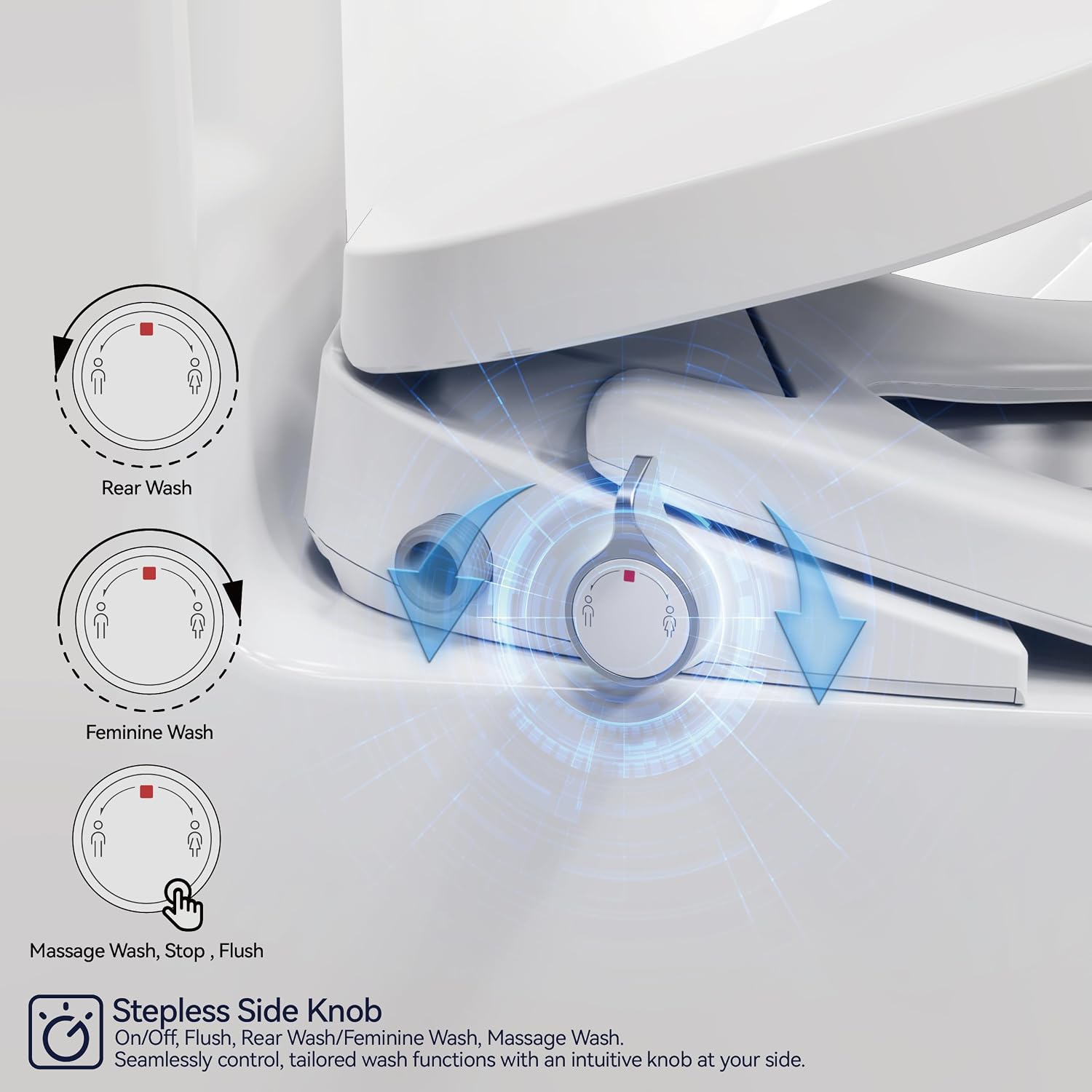 Smart Bidet Toilet Seat with Heated Seat, Warm Water Wash, Air Dryer, Adjustable Nozzle, Remote Control and Night Light