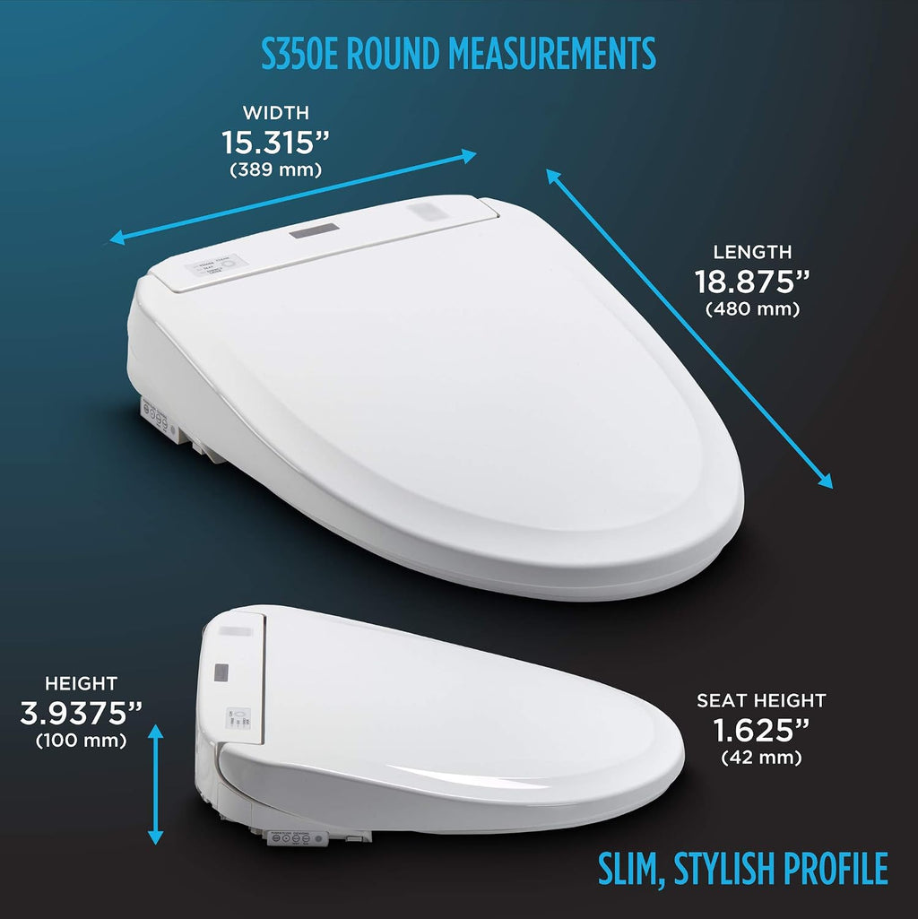 TOTO WASHLET S350e Electronic Bidet Toilet Seat with Auto Open and Close and EWATER+ Cleansing, Round, Cotton White - SW583#01