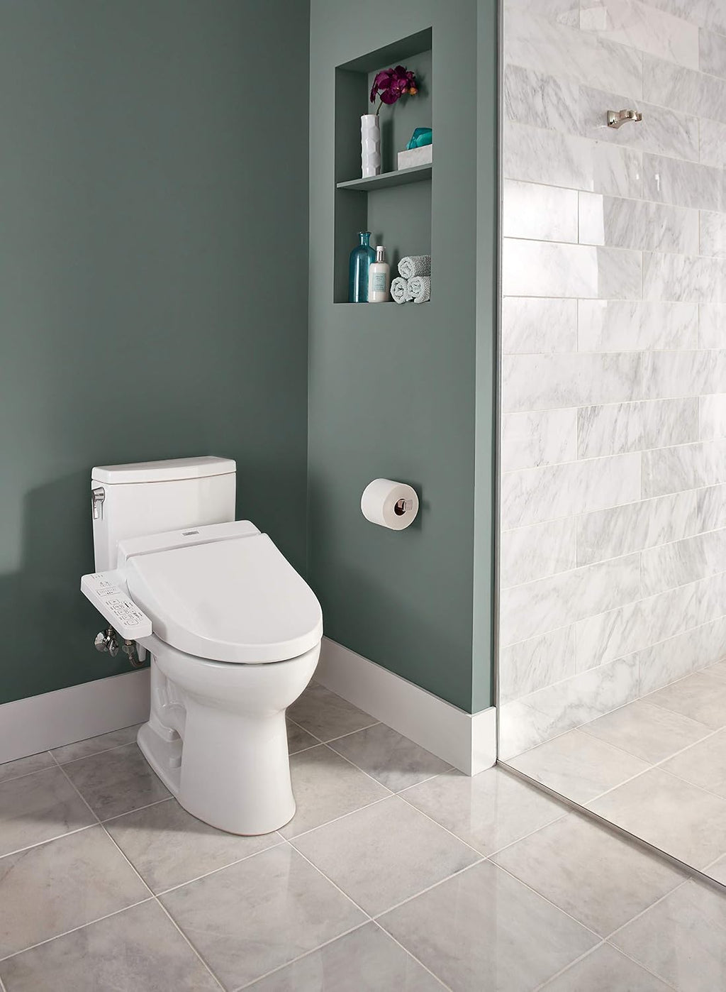 TOTO SW2034#01 C100 Electronic Bidet Toilet Cleansing Water, Heated Seat, Deodorizer, Warm Air Dryer, and PREMIST, Elongated, Cotton White