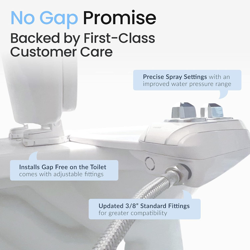 LUXE Bidet NEO 185 Plus White Ultimate Upgrade Bundle - Bidet Attachment for Toilet Seat with Innovative Hinges to Clean, Slide-in Easy Install and Dual Nozzles, Comfort Fit Elongated Toilet Seat, Shu