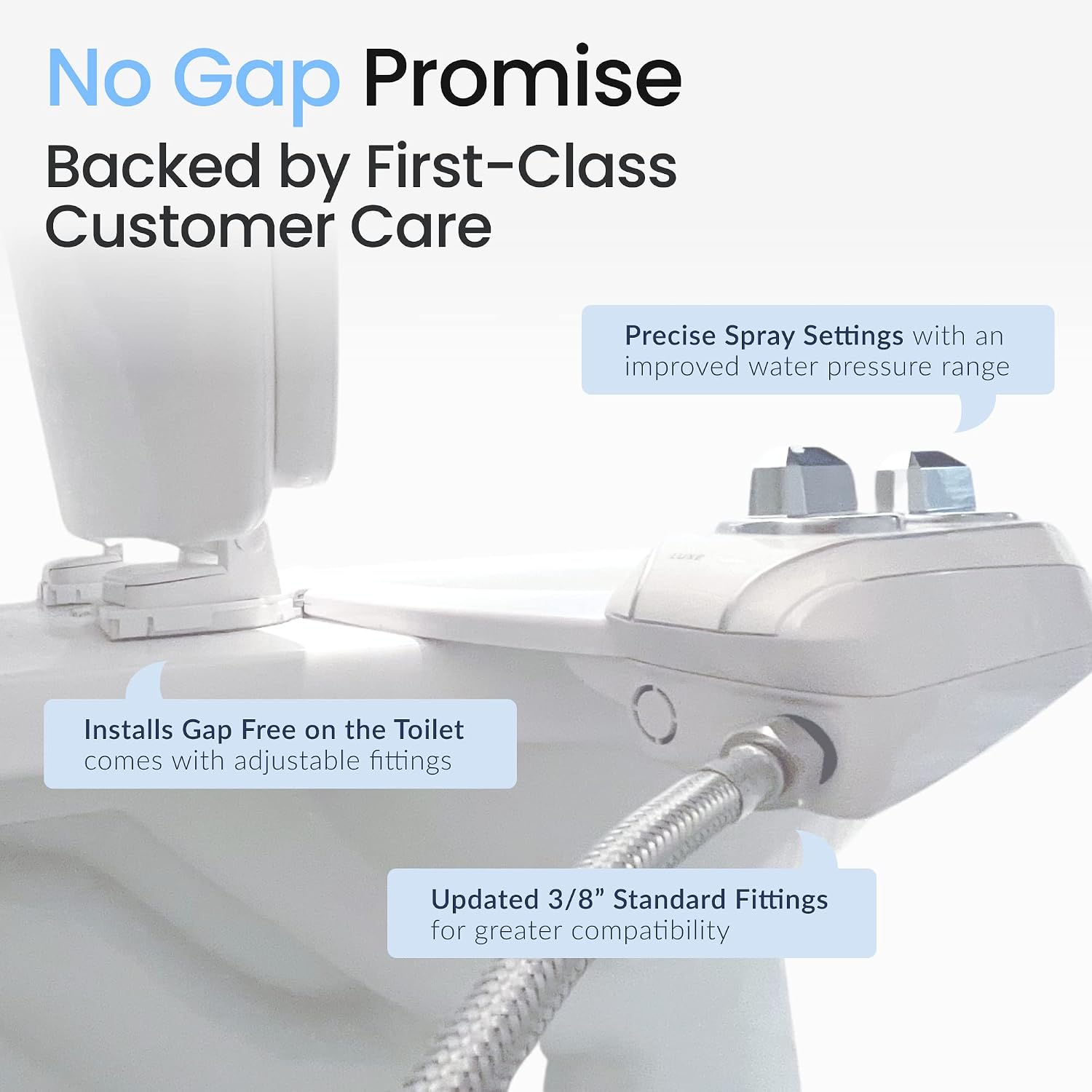 LUXE Bidet NEO 185 Plus White Ultimate Upgrade Bundle - Bidet Attachment for Toilet Seat with Innovative Hinges to Clean, Slide-in Easy Install and Dual Nozzles, Comfort Fit Elongated Toilet Seat, Shu