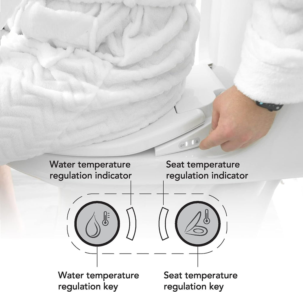 BidetMate 700 Series Electric Bidet Smart Toilet Seat with Side Knob Control, Instant Heated Water, Dryer and Seat, Bidet Attachment for Toilet Warm Water - Fits Elongated Toilets