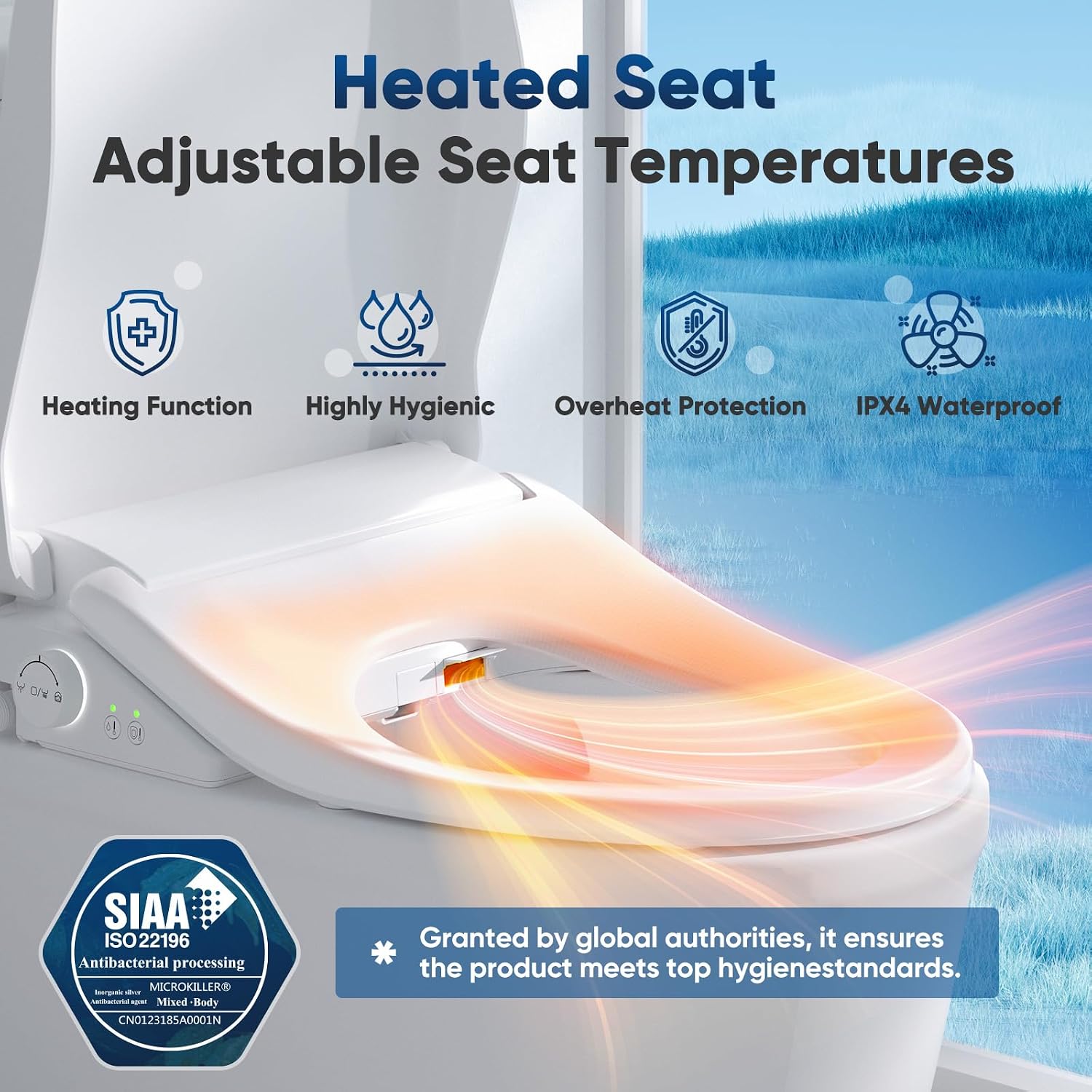 Bidet Toilet Seat Attachment for Olive Smart Toilet with Warm Water & Dryer, Feminine & Child Wash, Self-Clean Stainless Steel Nozzle, Adjustable Water Pressure, Slow Close Lid