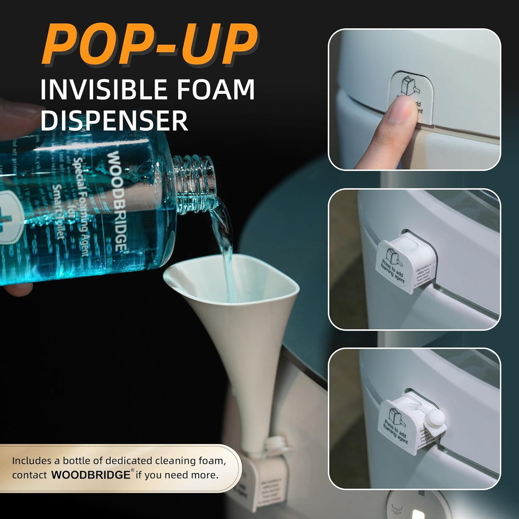 WOODBRIDGE Smart Toilet, Auto Open & Close, Auto Flush, Foot Sensor, Cleaning Foam Dispenser, Heated Seat and Chair Height Design, EBT230