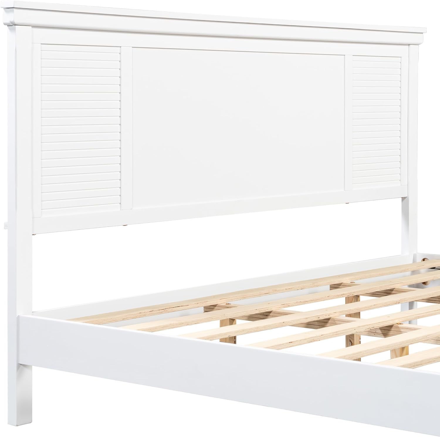 Christopher Knight Home Todie Modern King Size Bed Frame with Headboard, Wooden King Size Platform Bed Frame, Farmhouse King Size Bed Set, No Box Spring Needed, Easy Assembly, White