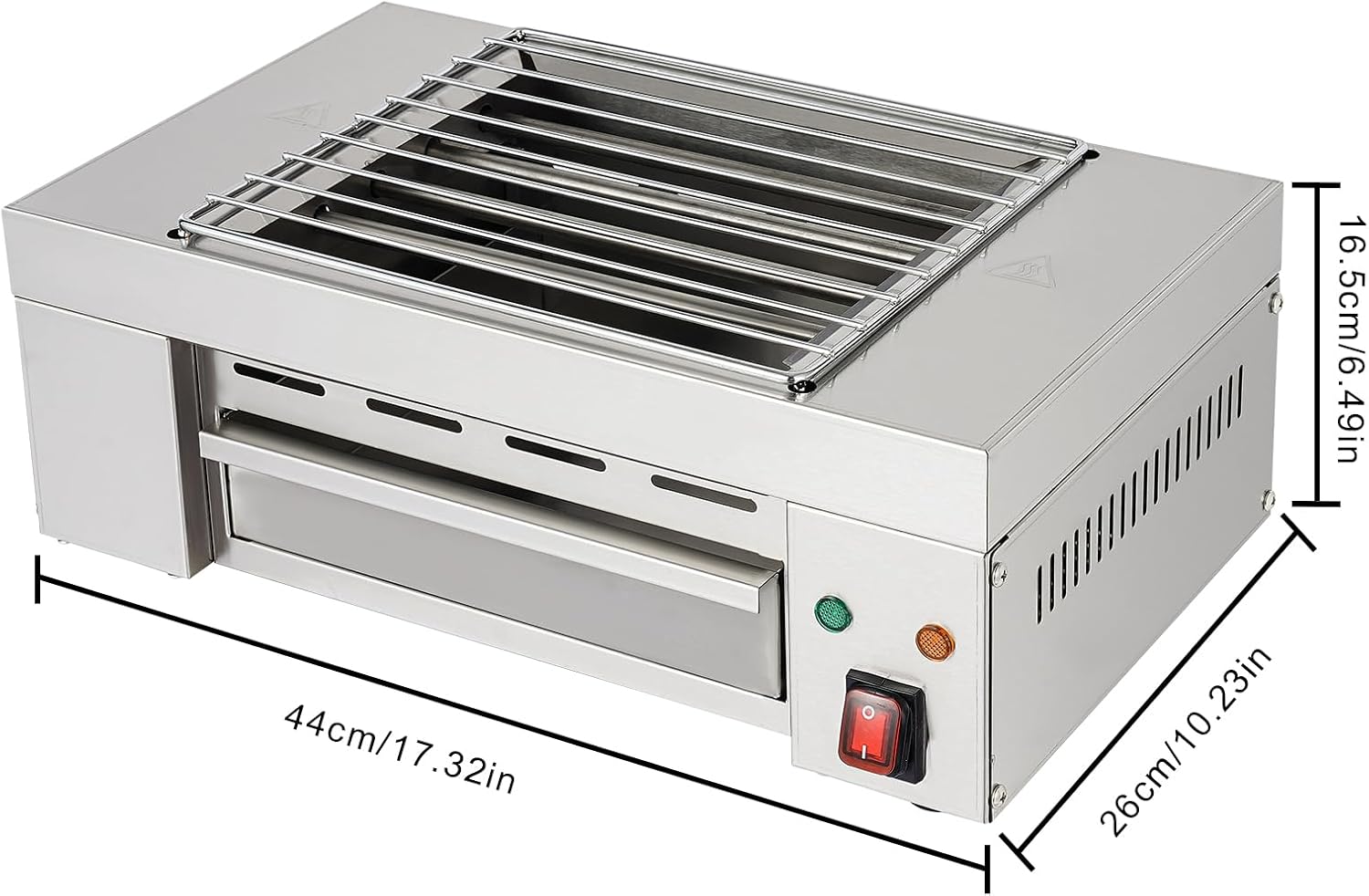 Electric Grill,Barbecue Smokeless Indoor Grill,110V 1.5KW Commercial Electric Countertop Griddles Stainless Steel Adjustable Temperature Control 32-446 ° F for Home or Restaurant Use,Silver