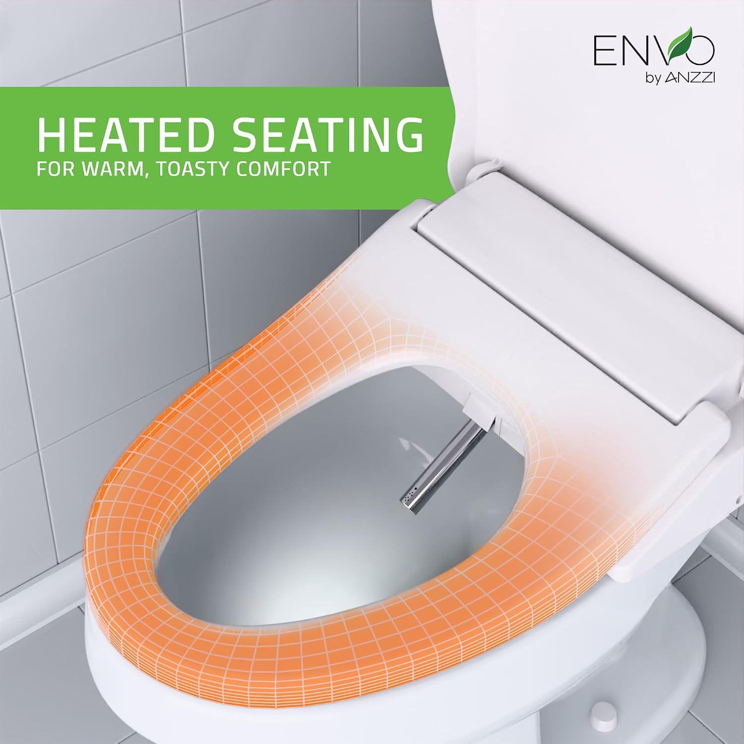 ANZZI Smart Bidet Seat with Heated Seat, Warm Water, Rear and Lady Wash, Air Dryer, Self Cleaning Nozzle, and Wireless Remote