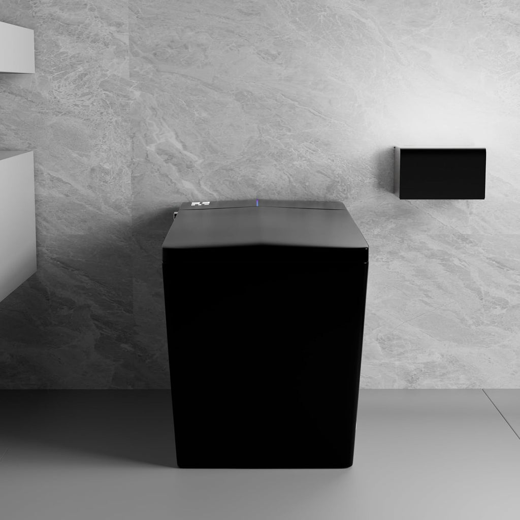 WinZo Square Smart Toilet with Tank Built-in,Square With Auto Flush, Rectagnle Heated Bidet & Drying, Night Light Convenient For Seniors, Luxury Bathroom Or Low Water Pressure Space (Matt Black)