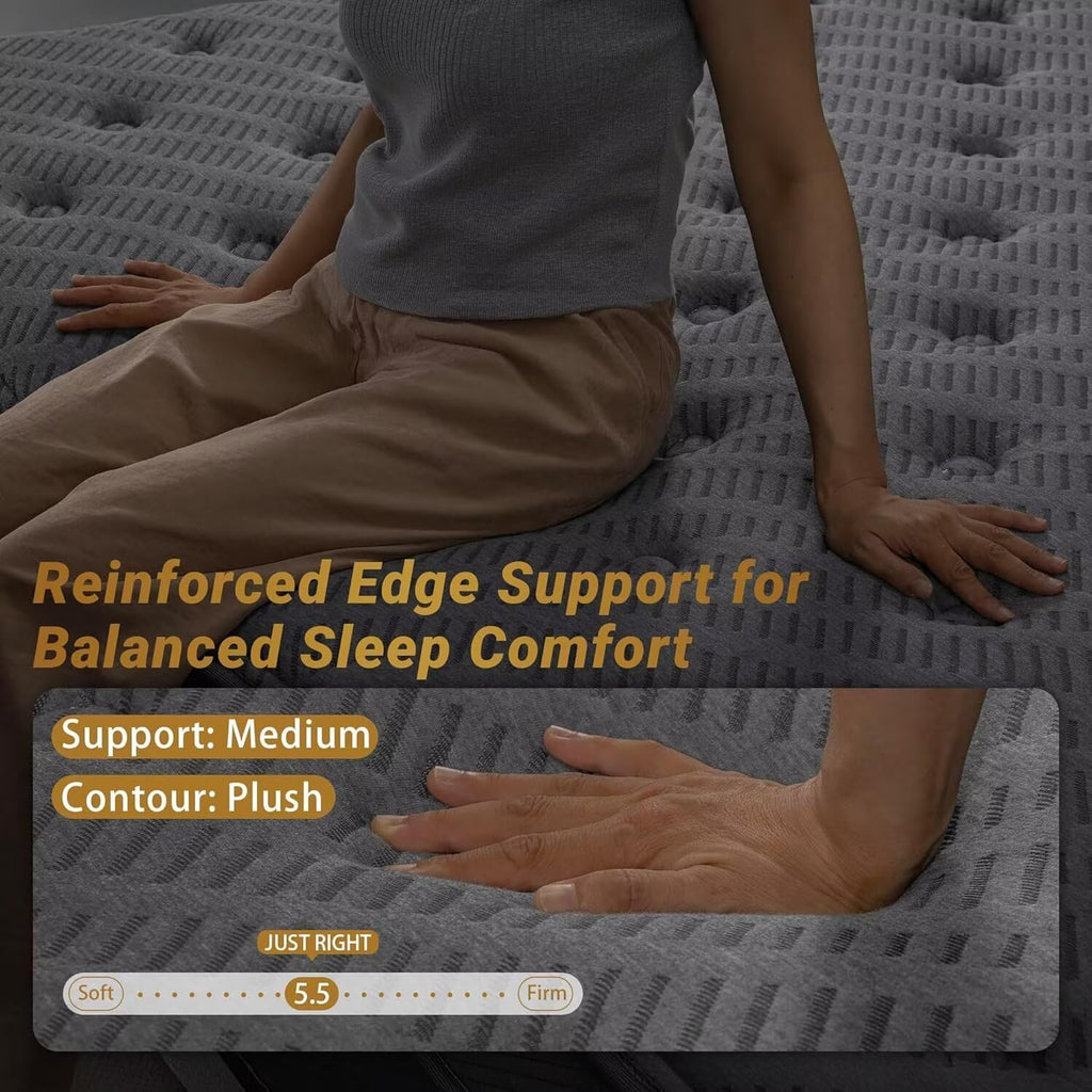 inight 12 Inch Queen Hybrid Mattress, Medium Firm Balanced Support with Nebulign Foam & Pocket Springs, Pressure Relief for Average Weight (130-230lbs), Fiberglass-Free, CFR 1633 Compliant