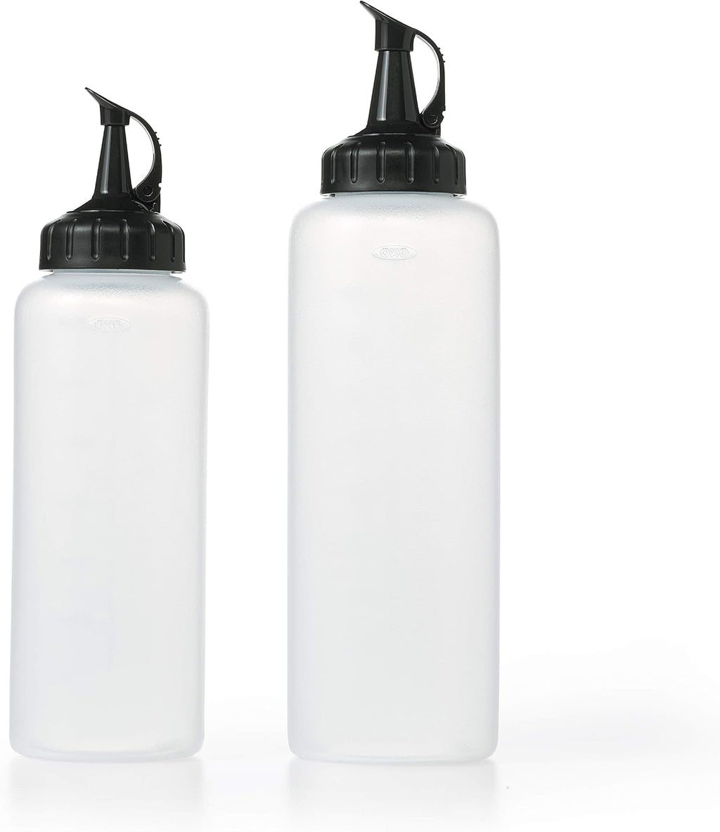 Blackstone 1883 Gas Hood & Side Shelves Heavy Duty Flat Top Griddle Grill Station & OXO Good Grips Chef's Squeeze Bottle Set, Plastic, Translucent