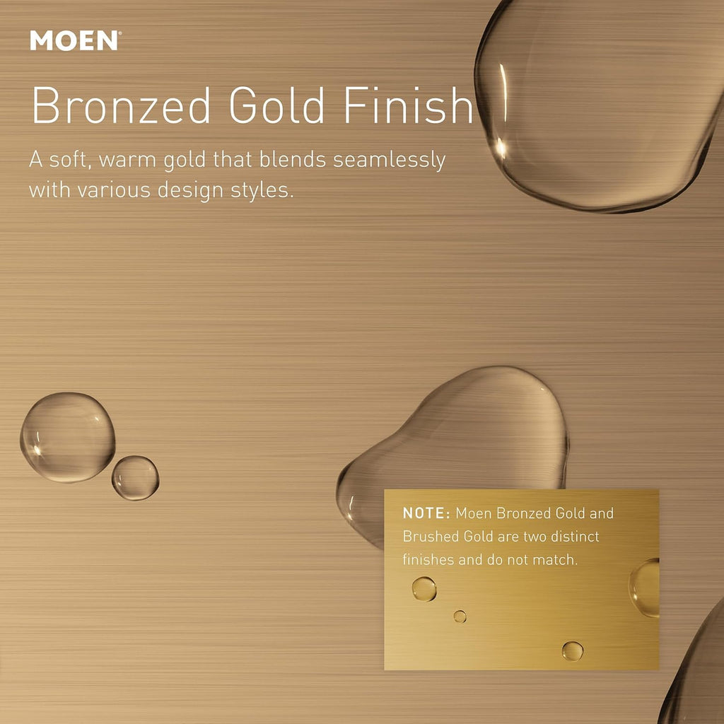 Moen Genta LX Bronzed Gold Pressure Balancing Modern Shower Set with Showerhead, Lever Handle, and Tub Spout, Posi-Temp Valve Required, T2473EPBZG