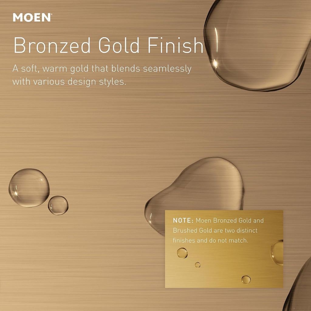 Moen Beric Bronzed Gold Modern One-Handle Single Hole Bathroom Faucet with Drain Assembly and Optional Deckplate for Your Bath Sink, 84774BZG