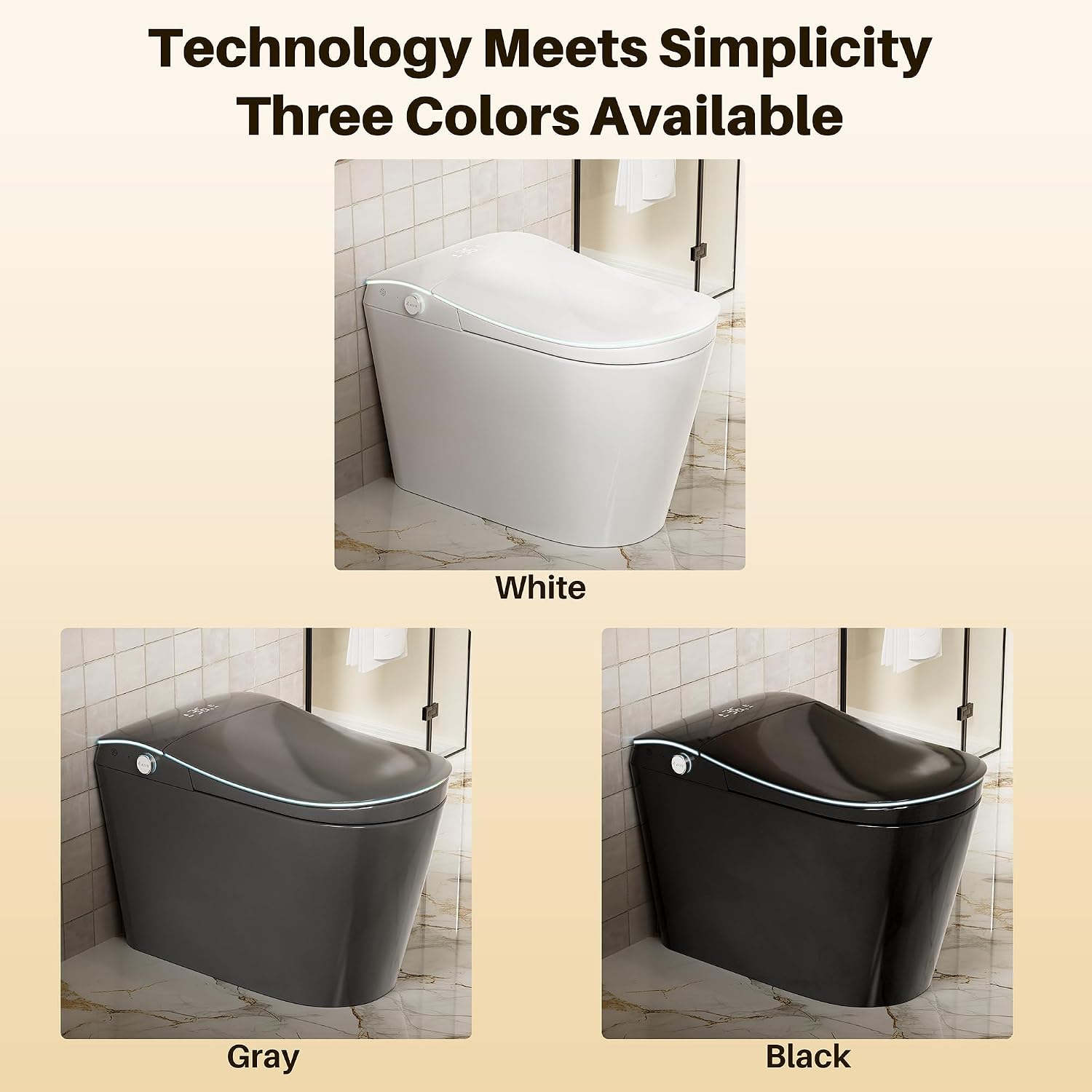 WinZo mart toilet with bidet built in, Heated Seat,Female Cleaning, Warm Water & Dry Function, Modern Tankless Toilets, ADA Comfort Height Toilet, LED Display, Foot Sensor, 1.28GPF, 1000g MAP Flush