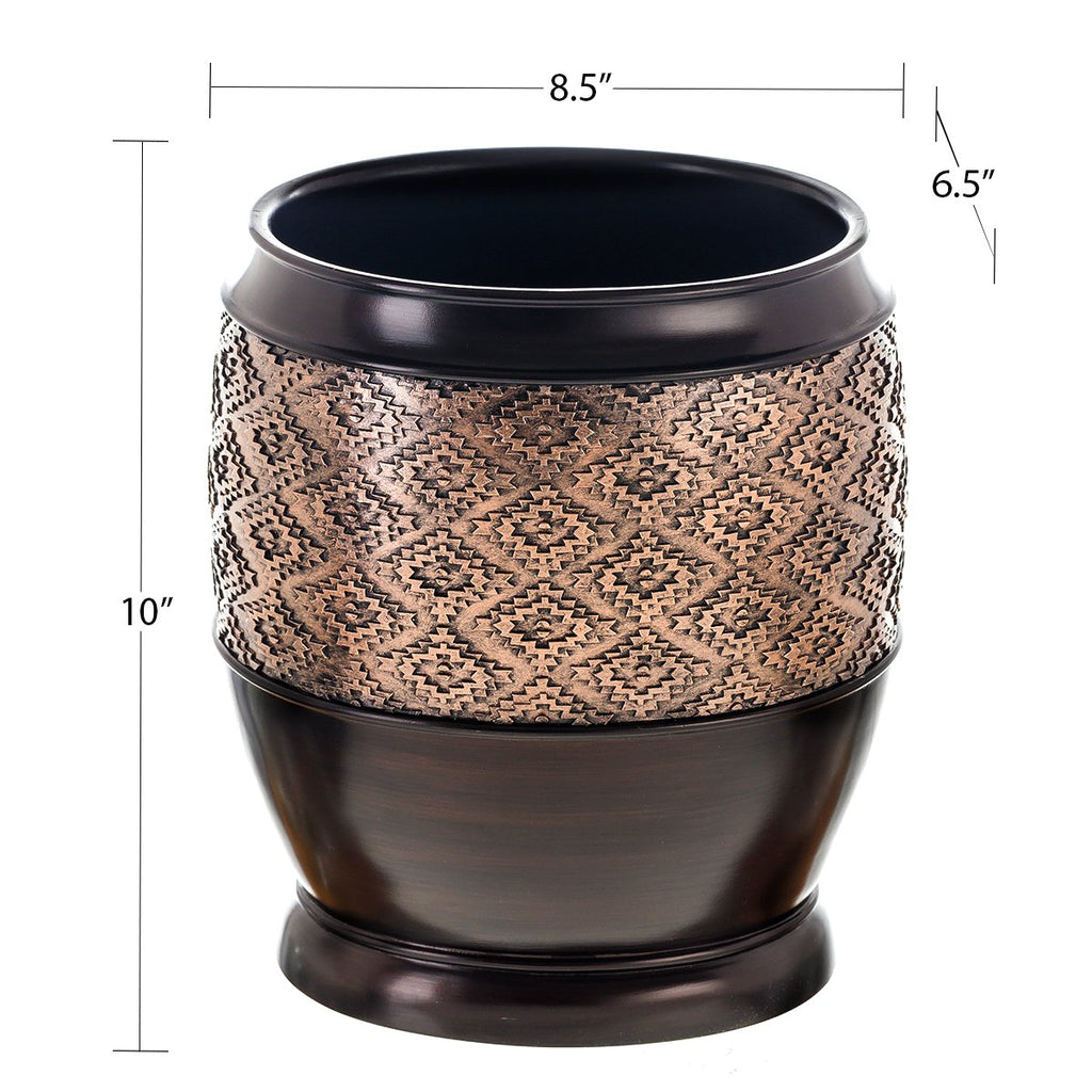 Creative Scents Dublin Brown Bathroom Accessories Set with Trash Can – 7-Piece Decorative Set: Wastebasket with Lid, Toilet Brush, Soap Dispenser, Tissue Cover, Soap Dish, Tumbler & Toothbrush Holder