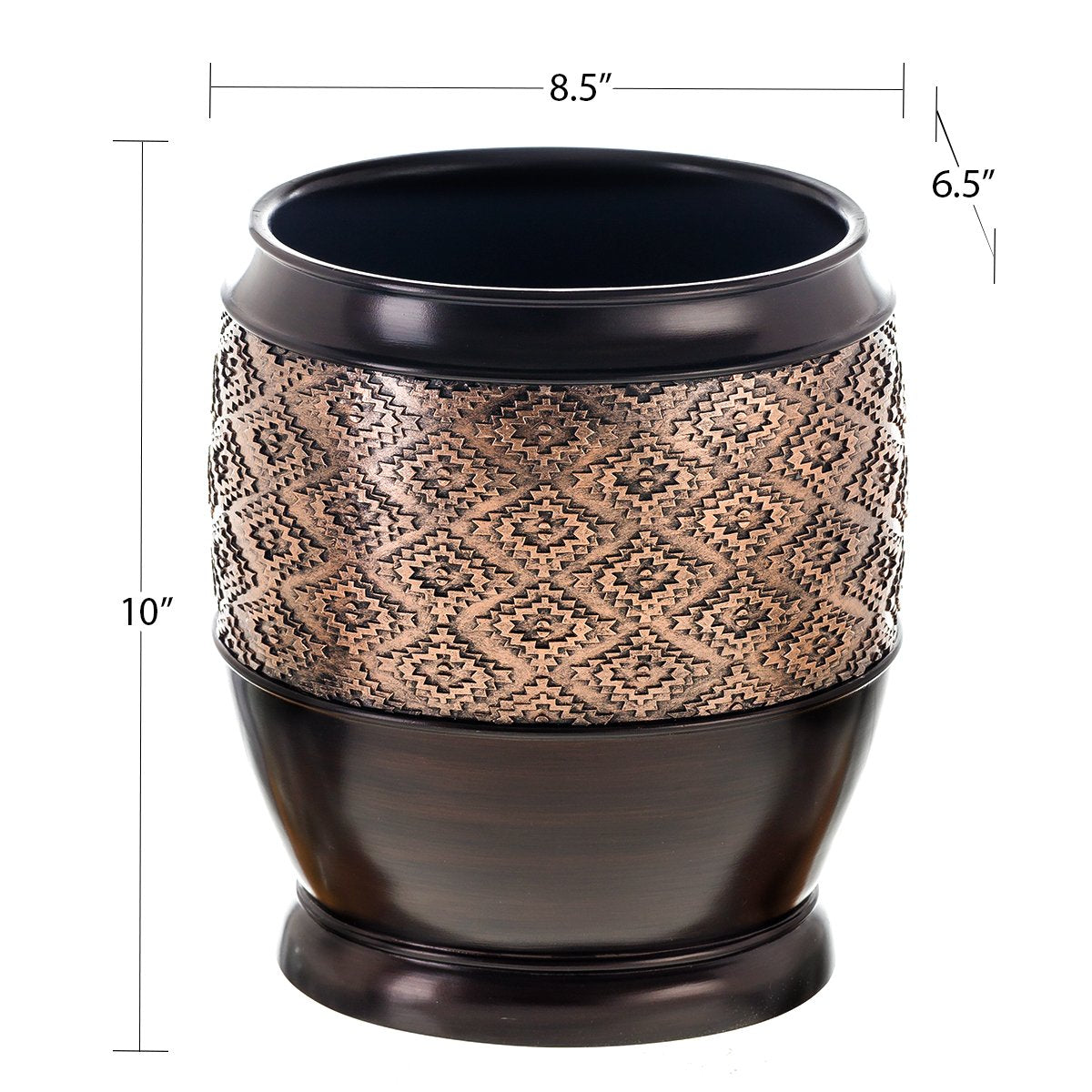 Creative Scents Dublin Brown Bathroom Accessories Set with Trash Can – 7-Piece Decorative Set: Wastebasket with Lid, Toilet Brush, Soap Dispenser, Tissue Cover, Soap Dish, Tumbler & Toothbrush Holder