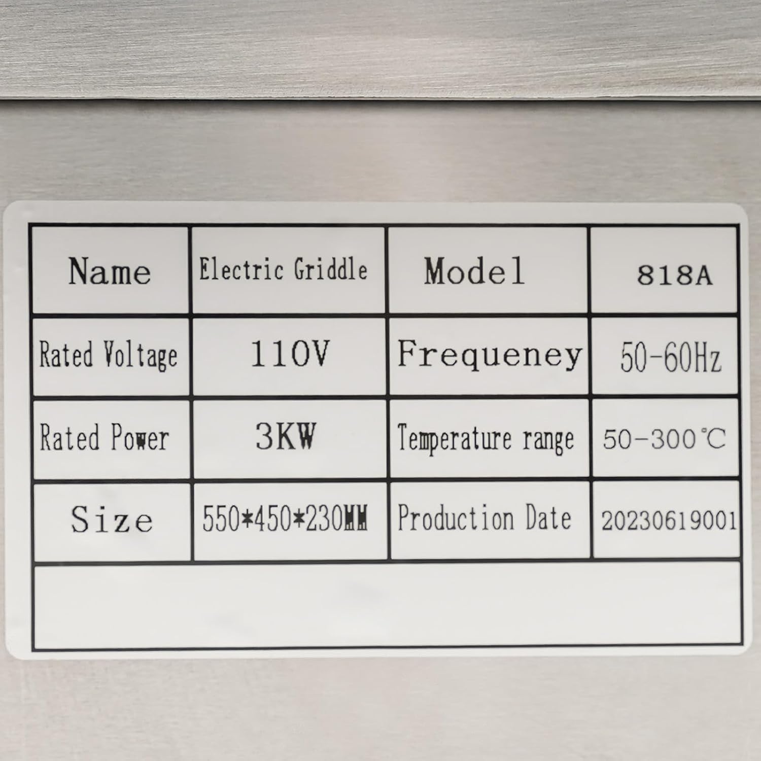 Commercial Griddle,110V 3000W Commercial Restaurant Electric Grill Griddle Cooktop Plate Combo Stainless Adjustable Thermostatic Control 50-300℃