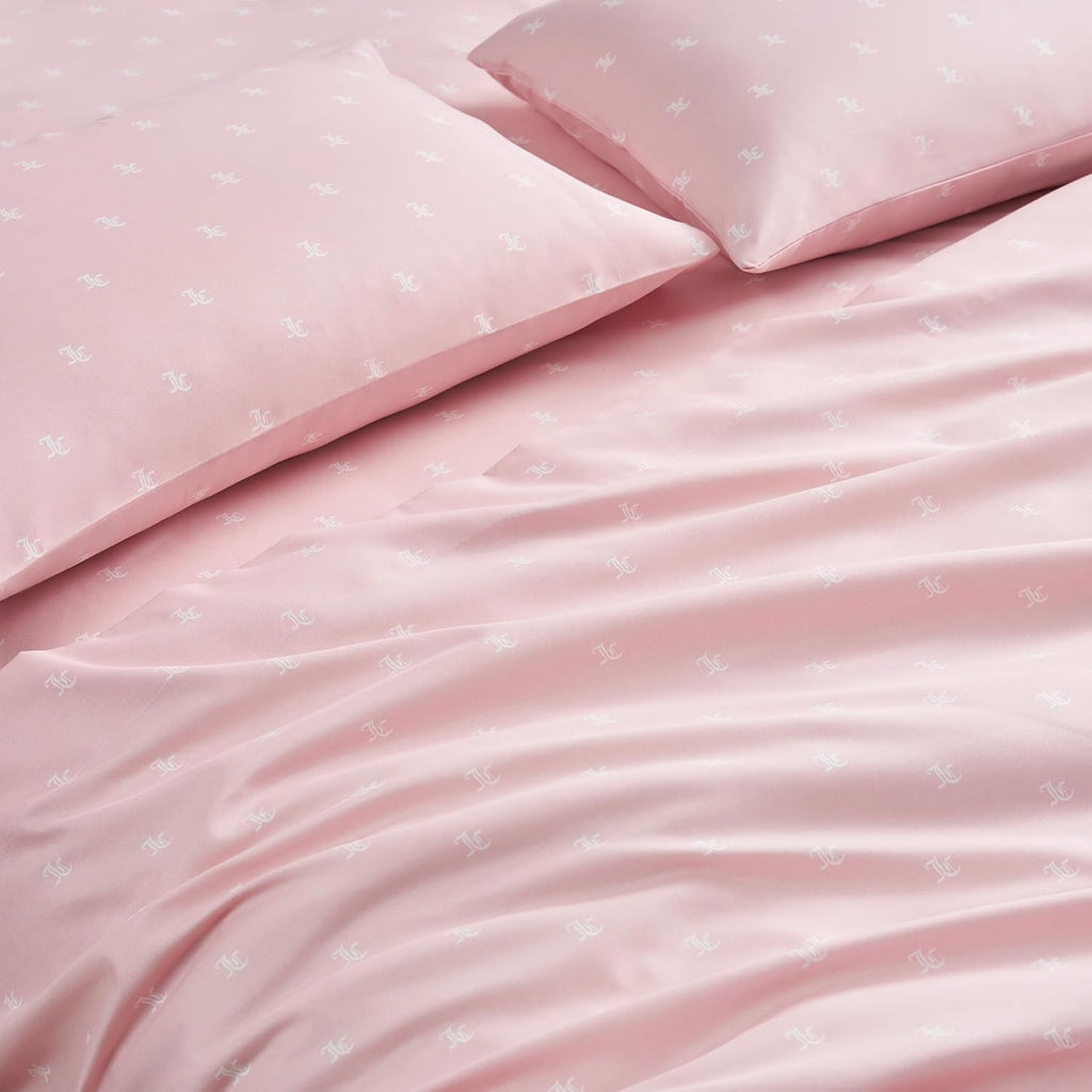 Juicy Couture Black Link Logo Printed Comforter Set, Full – Complete 8-Piece Bed in a Bag Collection