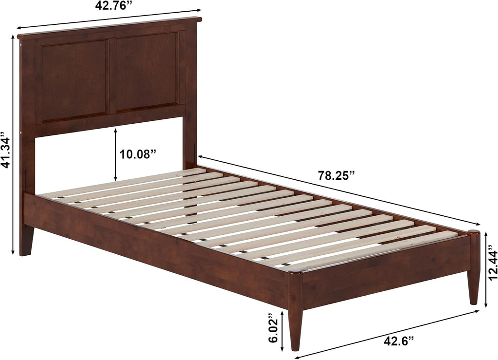 AFI, Charlotte Twin Solid Wood Low Profile Platform Bed, Walnut