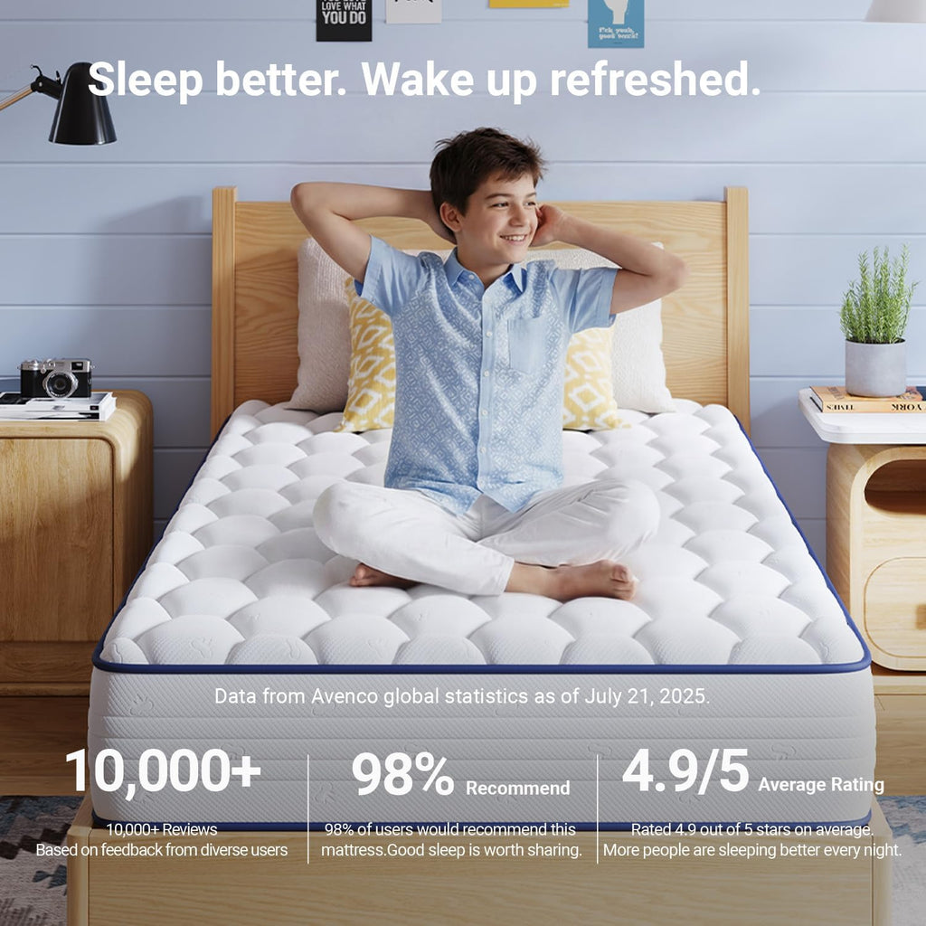 Avenco 6 Inch Full Size Mattress for Deep Sleep, Full Mattresses with Innerspring for Pressure Relief, Foam and Spring Hybrid Colchones Breathable Cover CertiPUR-US Certified Bed Mattress in a Box