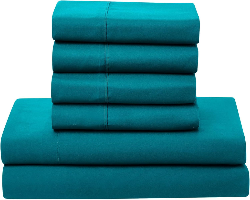 Sweet Home Collection 5 Piece Comforter Set Bag Solid Color All Season Soft Down Alternative Blanket & Luxurious Microfiber Bed Sheets, Teal, Twin (Pack of 4)