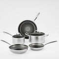 Stainless Steel Nonstick Pots and Pans Set (7 Pcs), PFOA Free, Induction Compatible, Fast & Even Heat, Dishwasher & Oven Safe (500F), 8/10/12' Fry Pans, Saucepan, Stock Pot for Home Cooking