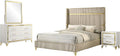 Coaster Home Furnishings - Lucia - 4-Piece Bedroom Set with Upholstered Bed and Gold Finish Trim Accent - Modern Classic - Bedroom - Beige & White - 224731Q-S4