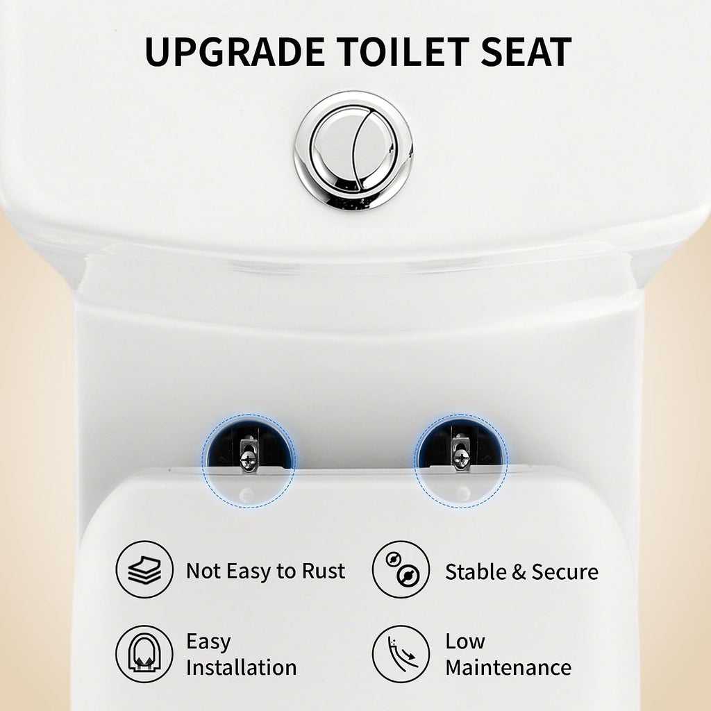 DeerValley One Piece Toilet Elongated Toilet with Soft-Close Seat Powerful 1.1/1.6 GPF Dual Flush Standard Height Toilets Skirted Design 12' Rough-In DV-1F026