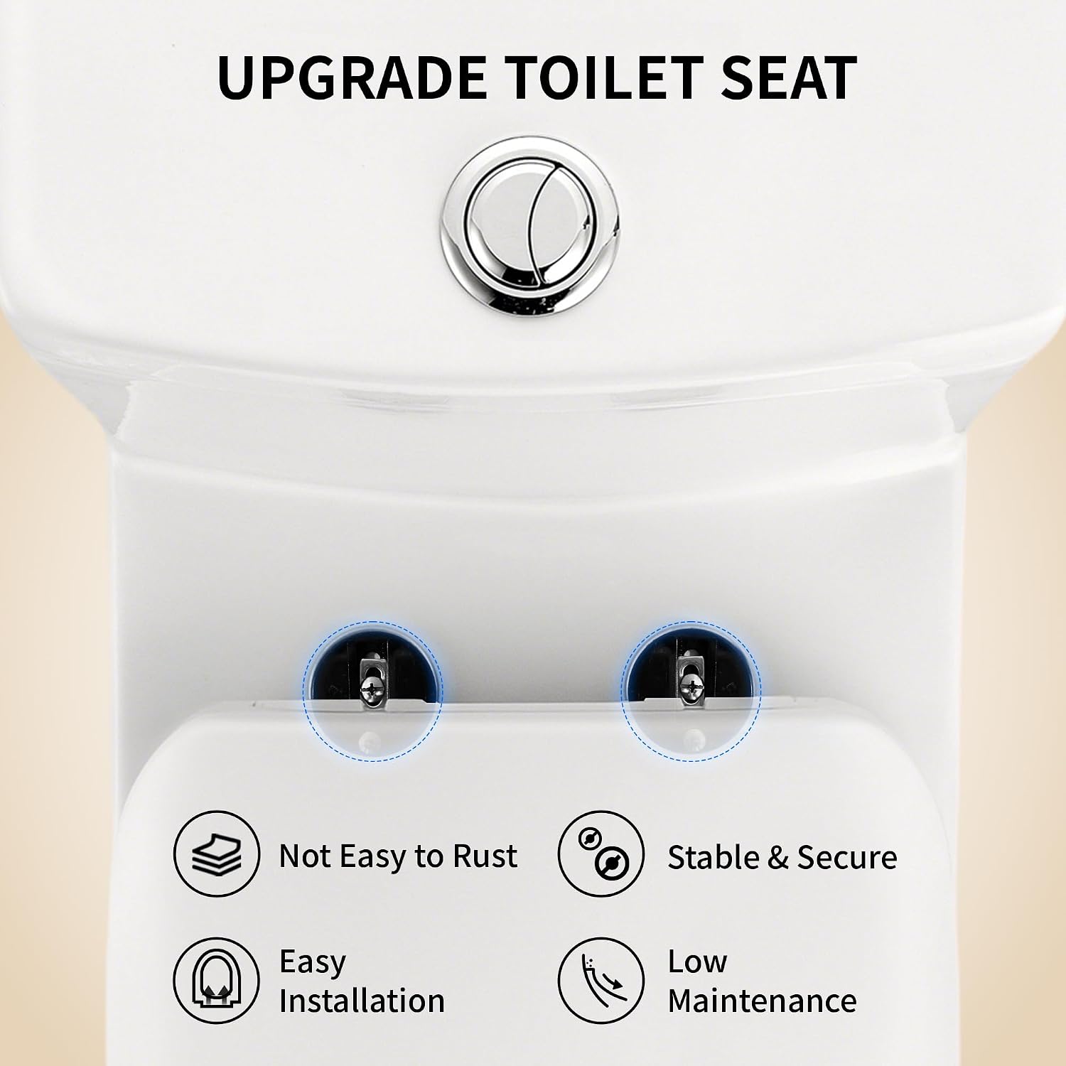 DeerValley One Piece Toilet Elongated Toilet with Soft-Close Seat Powerful 1.1/1.6 GPF Dual Flush Standard Height Toilets Skirted Design 12' Rough-In DV-1F026