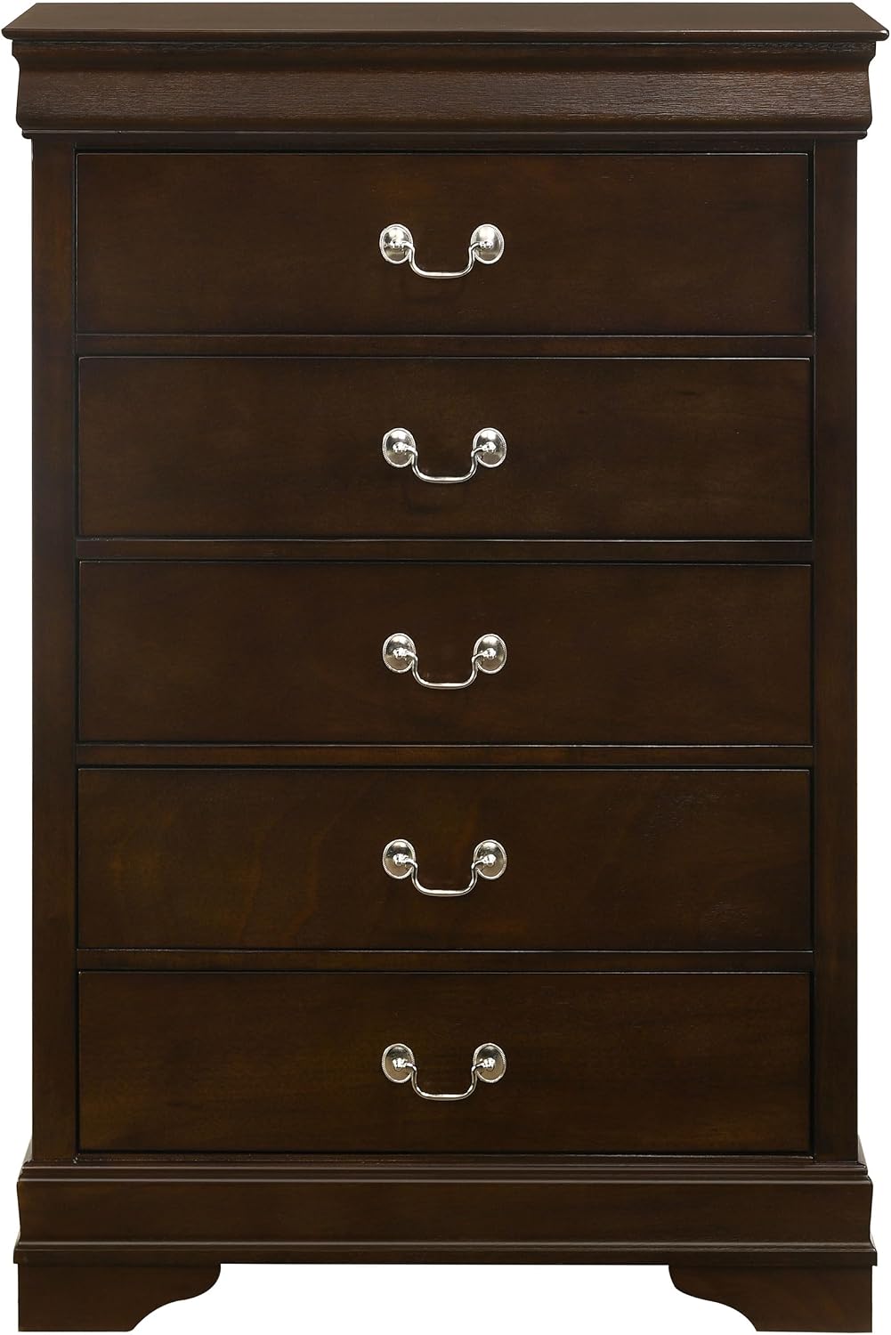 Coaster Home Furnishings Louis Philippe 4-piece Bedroom Set Full Size Traditional Wooden Sleigh Bed Frame 47-Inch Panel Headboard Nightstand Dresser Mirror and Chest Cappuccino Brown 202411F-S5