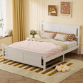 VINGLI Queen Bed Frame with Headboard Wood Platform Panel Bed,Heavy Duty Bed Slat No Box Spring Needed, White