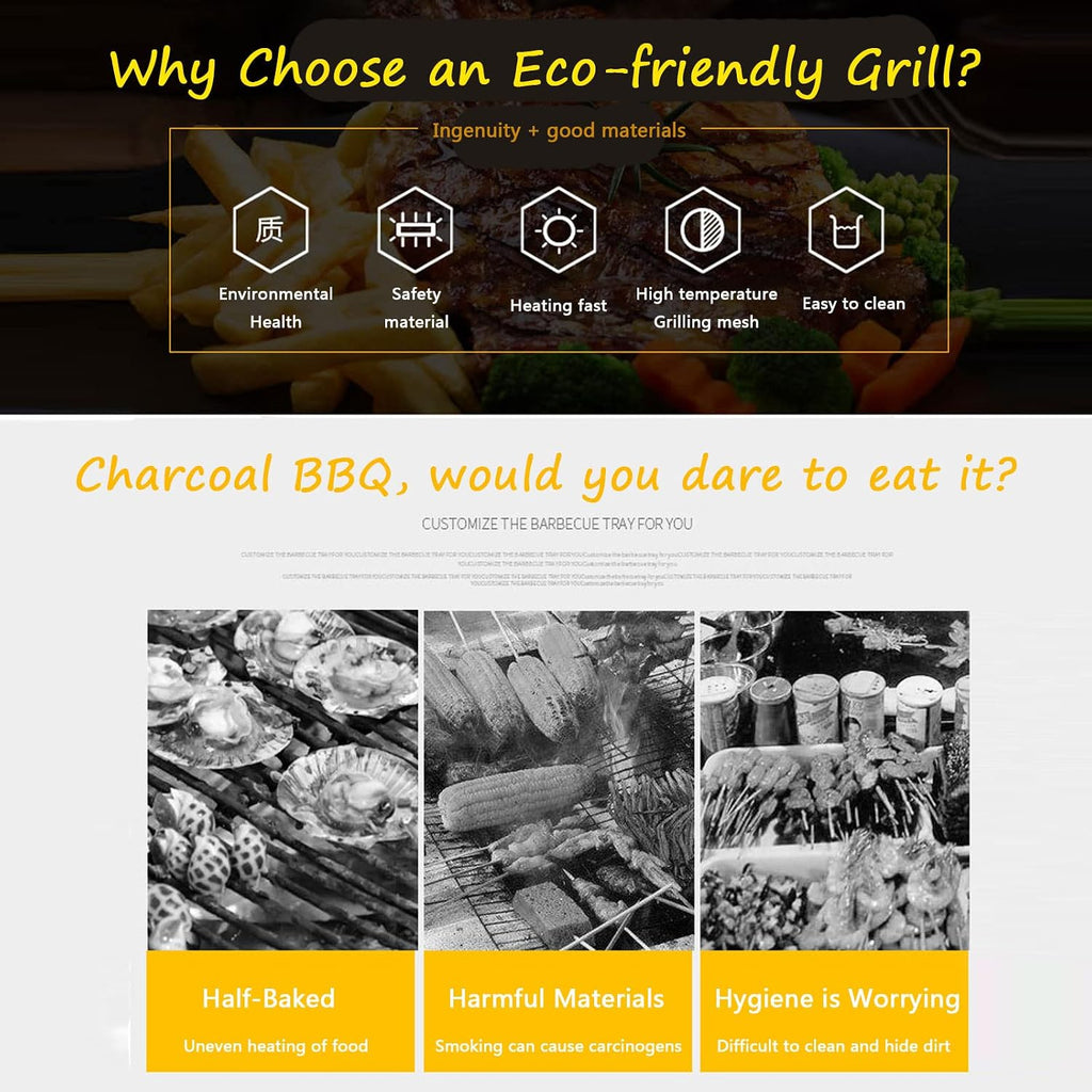 Electric Smokeless Portable BBQ Barbecue Grill Indoor Cooking Grill with Water Filled Drip Tray & Temperature Control-Safe Griddle for Indoor & Kebab Grill(B)