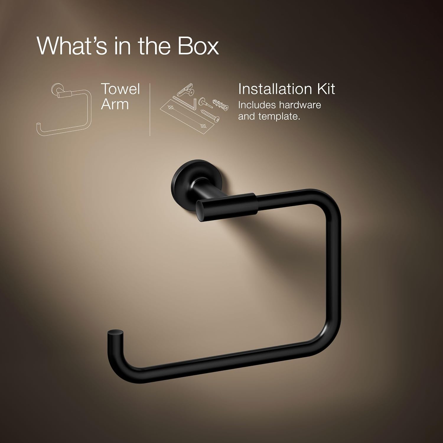 KOHLER 14441-BL Purist Towel Ring, for Bathroom, Wall-Mount Ring, Bathroom Towel Holder, Matte Black