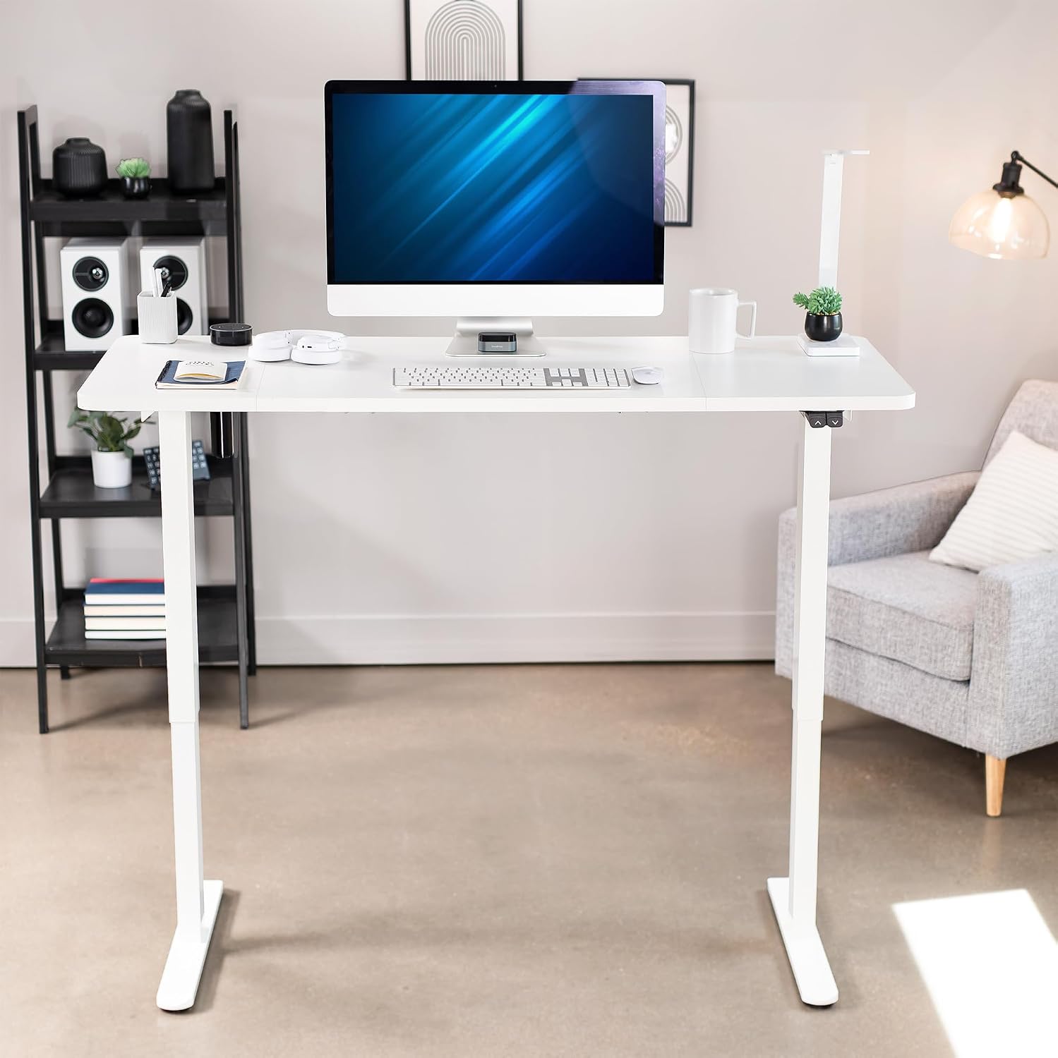 VIVO Electric 60 x 24 inch Stand Up Desk, Height Adjustable, White Top White Frame, Home and Office Furniture Sets, DESK-KIT-W06W