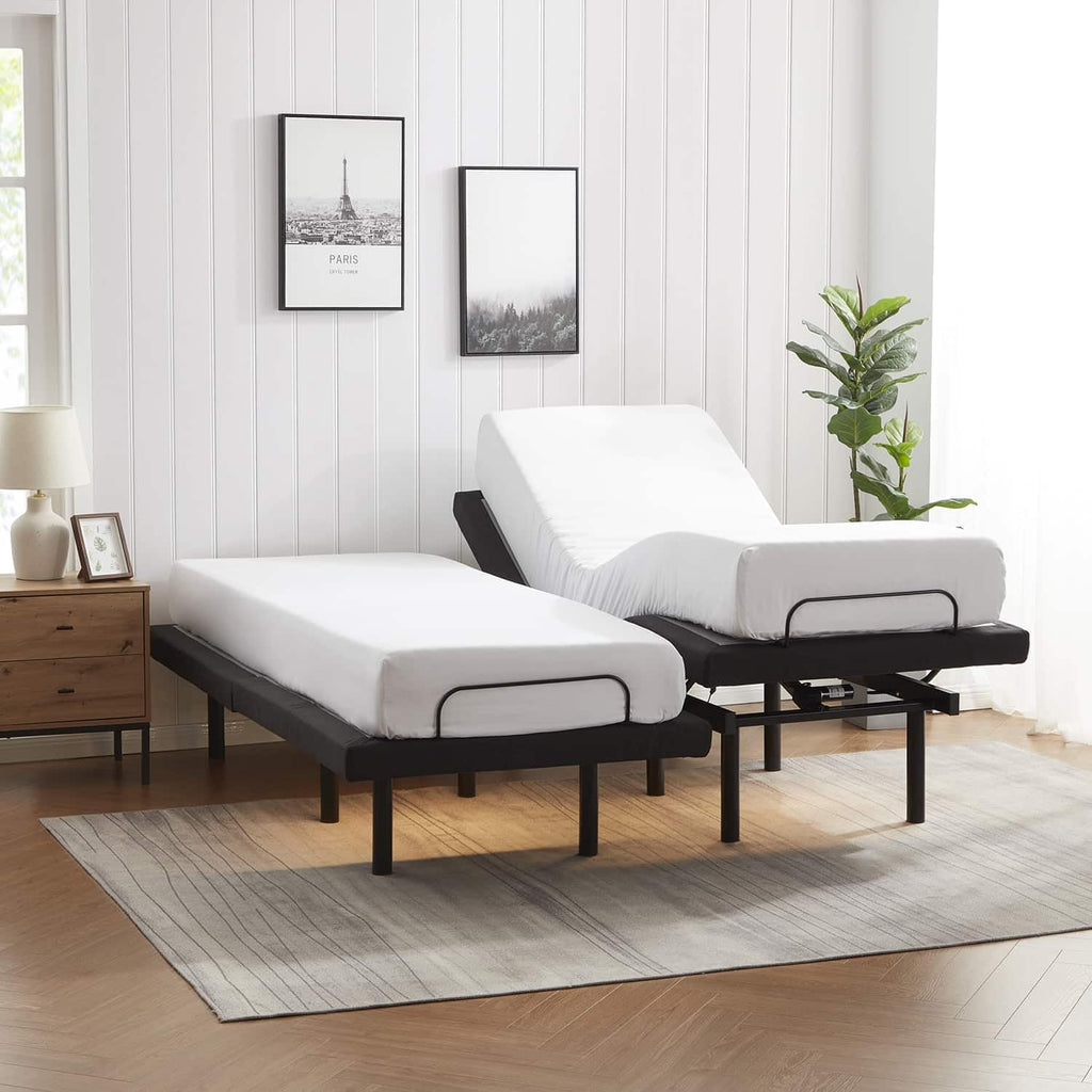 Nestl Adjustable Bed Frame - 2nd Generation - Adjustable Massage Split King Bed Frame with Wireless Remote, Head & Foot Massage, Zero Gravity Fast & Easy Assembly, USB Ports, Under Bed LED Lighting