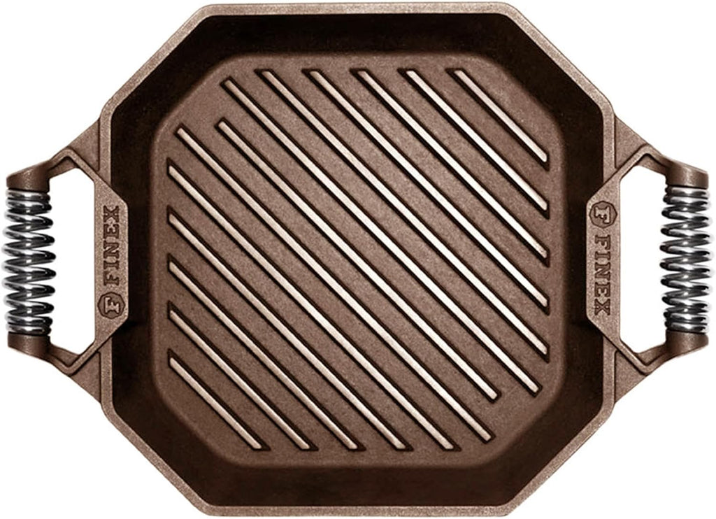 FINEX 12' Cast Iron Grill Pan, Modern Heirloom, Handcrafted in The USA, Pre-Seasoned with Organic Flaxseed Oil