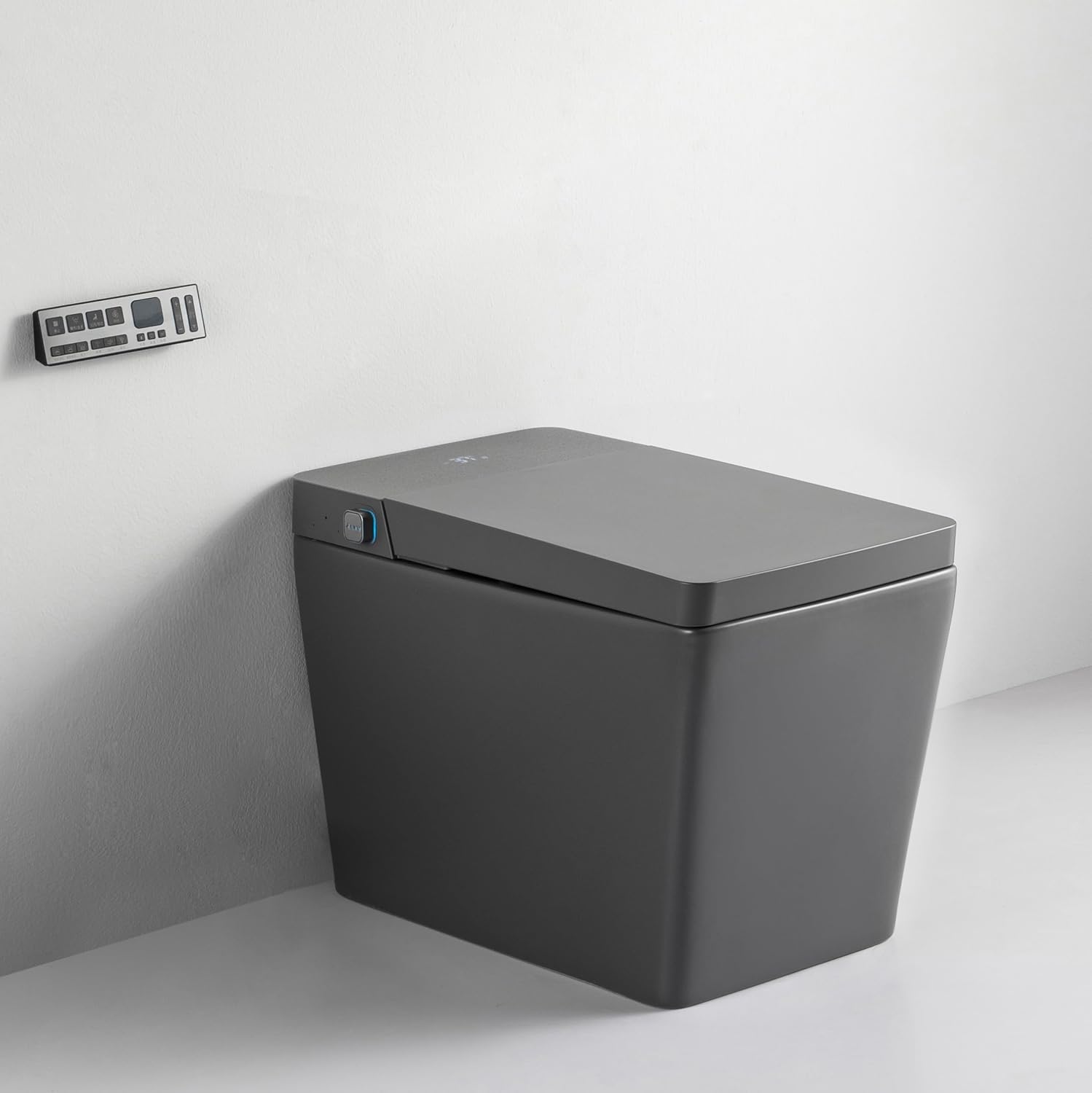 WinZo Grey Smart Toilet with Bidet Built in, Tankless Bidet Toilet with Heated Seat, Auto Flush/Auto Open/Close, Instant Warm Water & Dryer, Night Light, Digital Display for Bathroom, Matte Grey