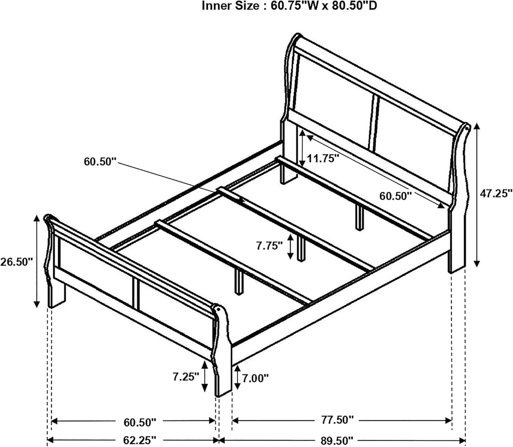 Coaster Home Furnishings Louis Philippe 5-piece Bedroom Set Queen Size Traditional Wooden Sleigh Bed Frame 47-Inch Panel Headboard Nightstand Dresser Mirror and Chest Cappuccino Brown 202411Q-S5