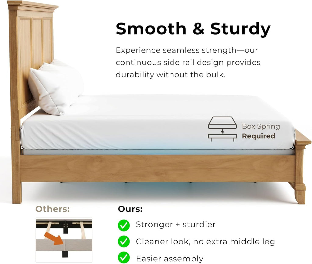 Furniture of America Yardley Farmhouse Solid Wood 5-Piece Bedroom Set with Platform Bed, Felt-Lined Top Drawers on Nightstands and Dresser with Mirror, Box Spring Needed, King, Natural Oak