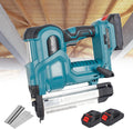 Cordless Nailer, 2 in 1 Electric Stapler for Upholstery/Roof Frames/Woodworking, Handheld Brad Nailer, for Staples & Straight Nails, with 2 * 2.0 Ah Removable Batteries Blue