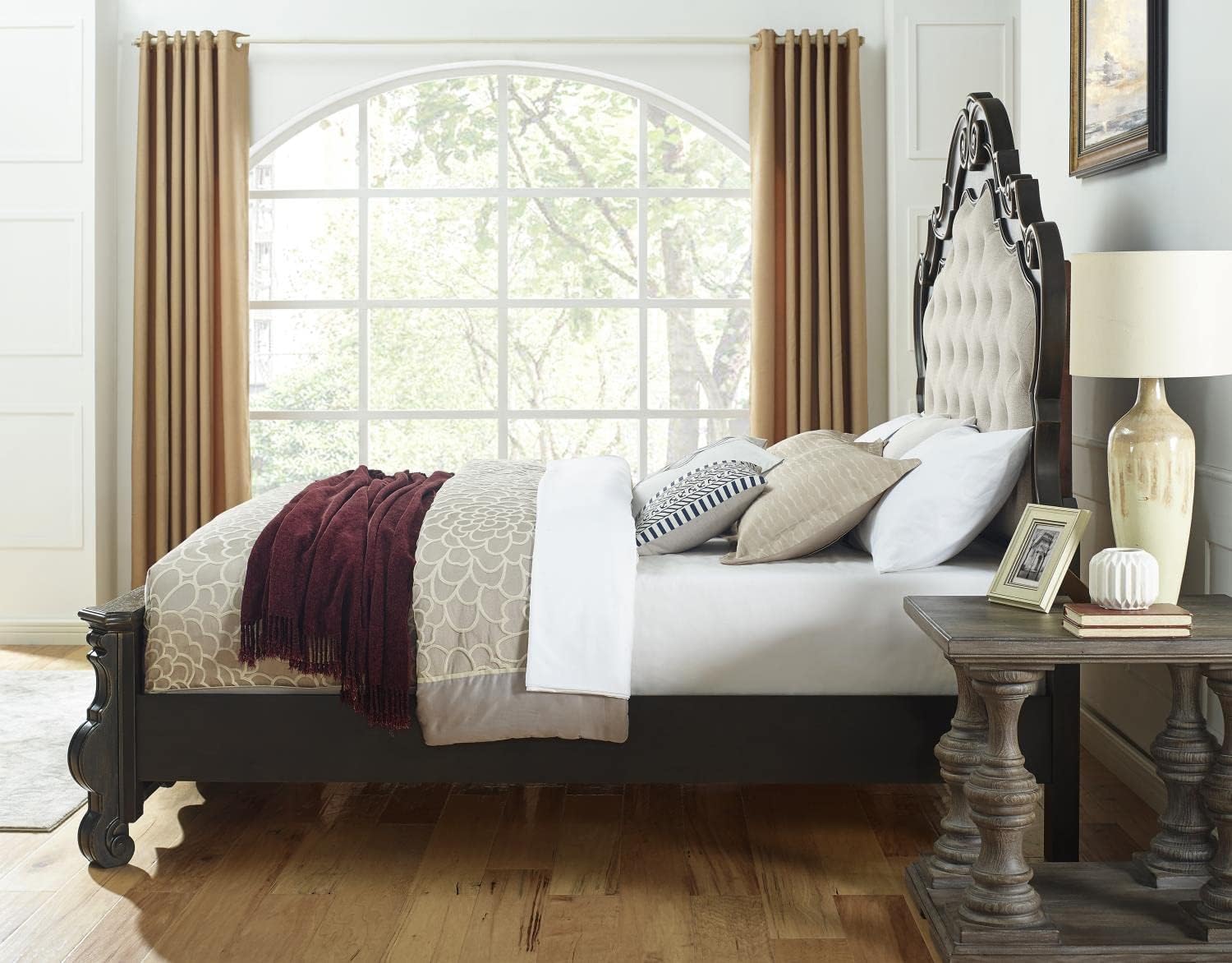 Steve Silver 5-Pc Rhapsody Bedroom Set in Light Beige (King: 91 in. L x 85 in W x 74 in. H)