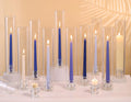 Volens Hurricane Glass Candle Holders Bulk- Set of 24 Candlestick Holders for Taper Candles with Windproof Cylinder Covers 14' Tall Clear Glass Chimney Cover for Wedding Table Centerpiece