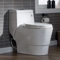 WOODBRIDGE One Piece 1.1GPF/1.6 GPF Dual Flush Elongated Toilet with Non-Electric Bidet Seat in White