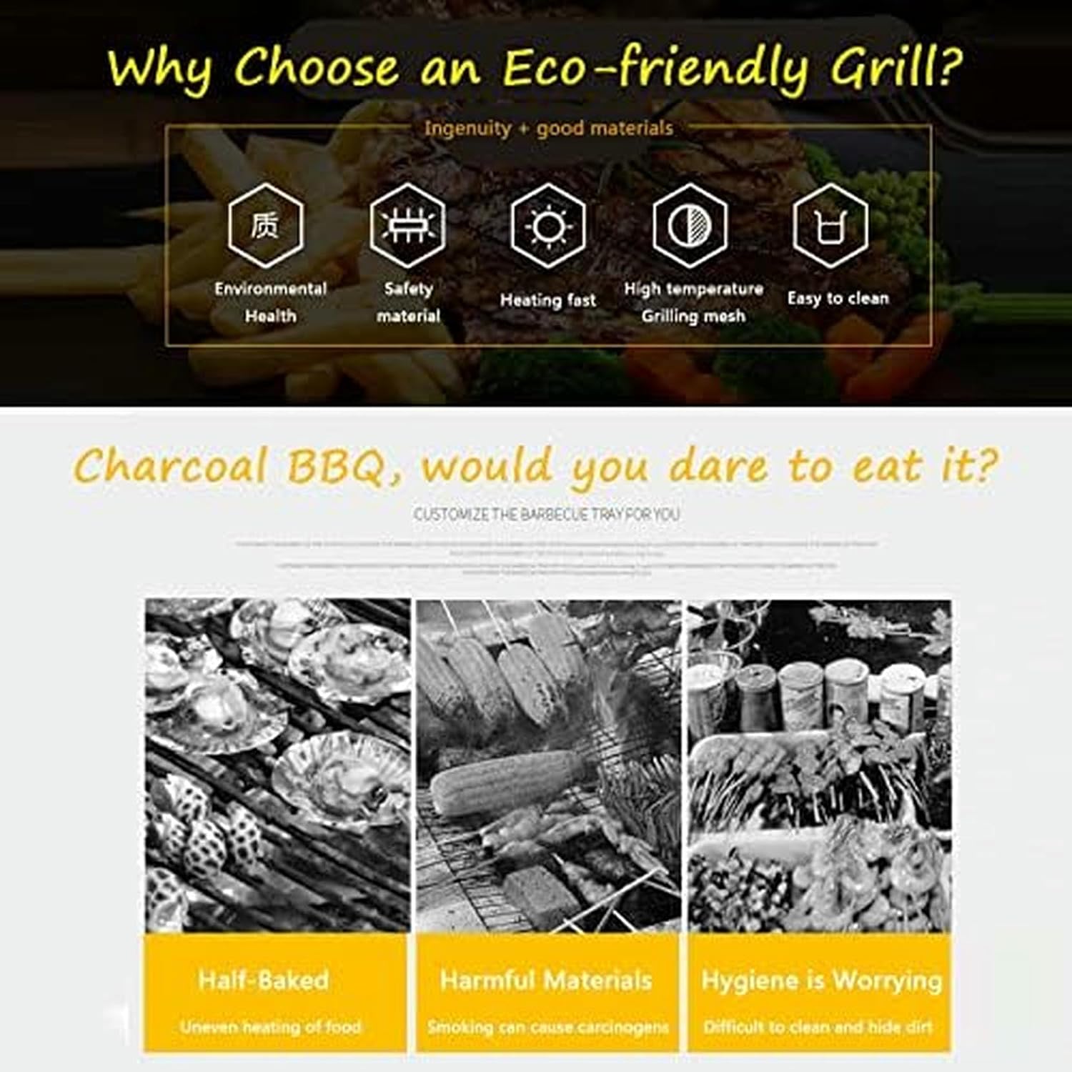 Electric Griddle, Smokeless Portable Grill for Indoor Cooking with Water Drip Tray & Temperature Control