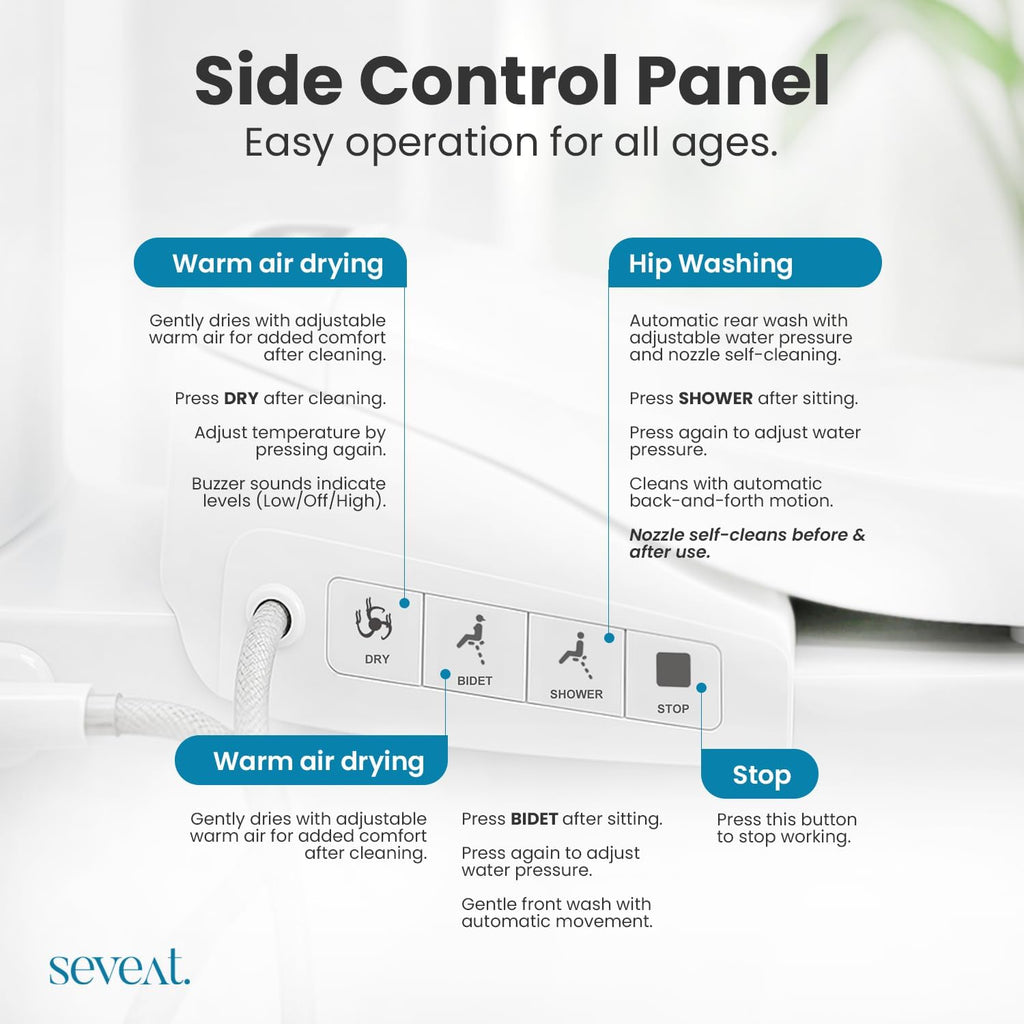 Electric Heated Bidet Toilet Seat – Instant Warm Water, Dryer, Feminine & Rear Wash | Wireless Remote | Self-Cleaning Nozzle | LED Temperature Display | Bathroom Comfort and Hygiene (Elongated)