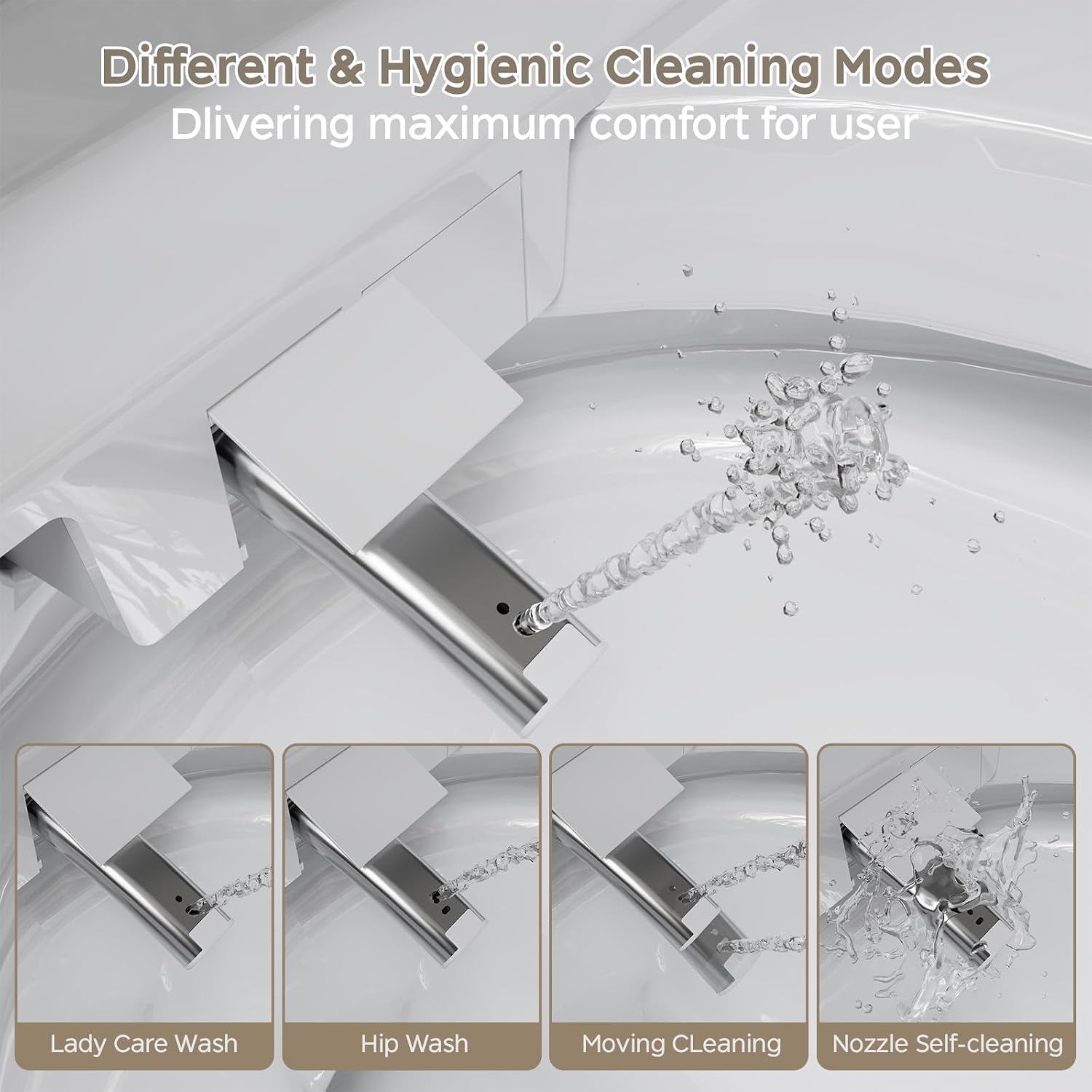 Smart Toilet with Bidet Built In ADA Height 17.7', 1.28GPF Power Flush, One Piece Bidet Toilet Design with Heated Seat, Voice Control, Remote Control, Foam Shield, Tankless Modern Toilet BSJ