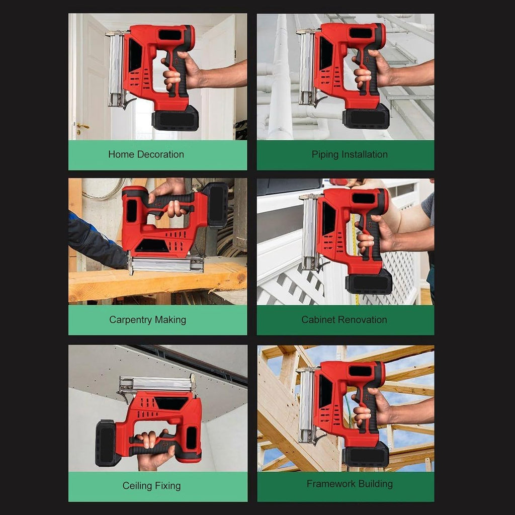 Cordless Brad Nailer 2 in 1 Multifunctional Battery Powered Nail Gun With Storage Box for Woodworking